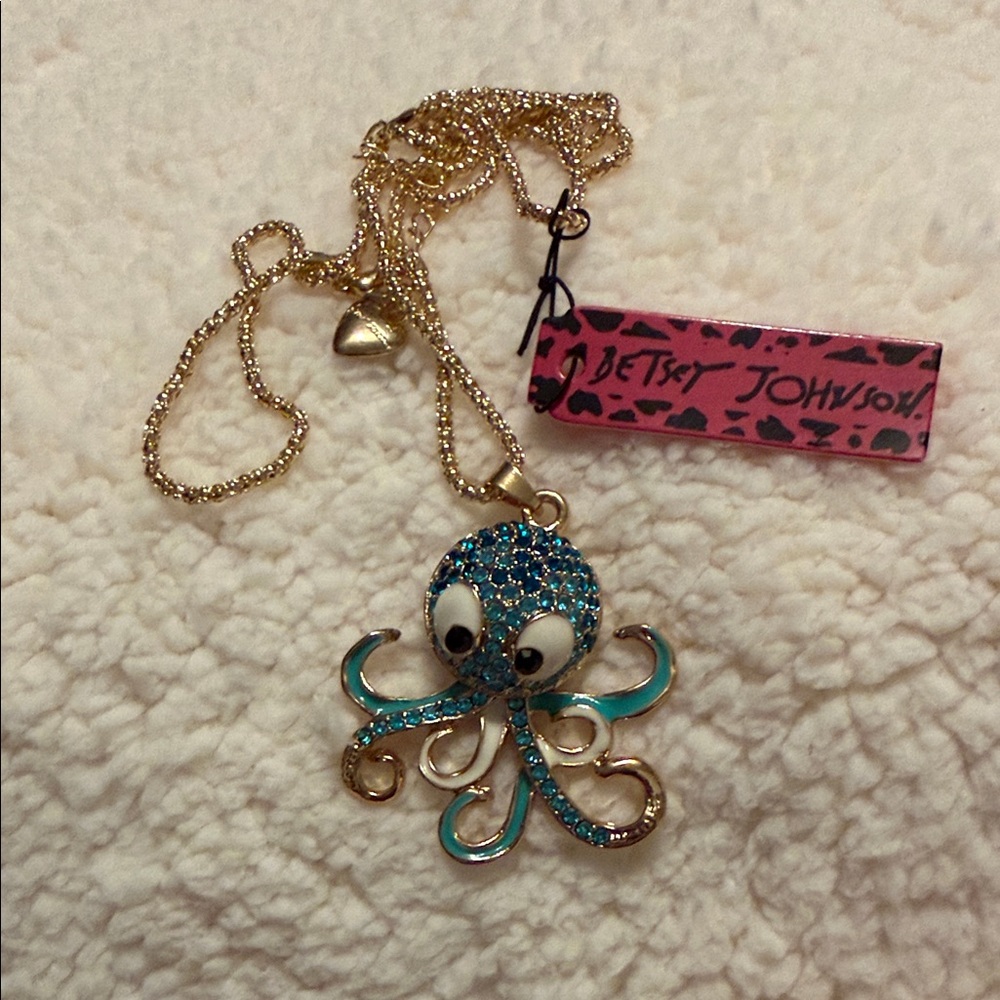 Betsy Johnson Blue Octopus Necklace